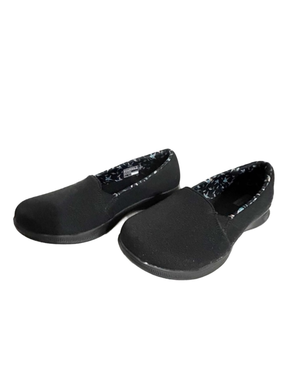 Skechers GO Step Lite Eden Black Slip-On Shoes Tropical Bird Lining Size 6.5
